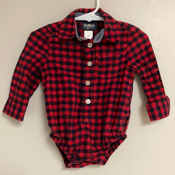 🌿3/$18🌿OSH KOSH B’GOSH Flannel Onesie Shirt